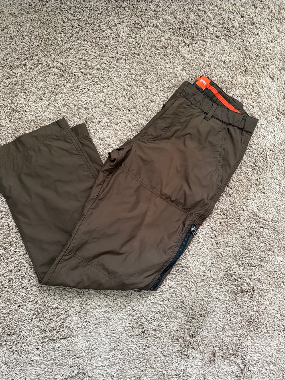Hugo Boss Olive Cargo Pants with Orange Waist Trim